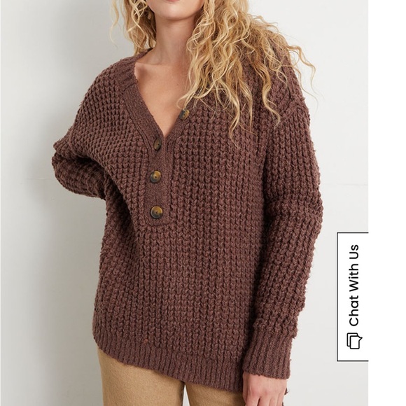 Free People Sweaters - NWT Free People Whistle Thermal Henley Long Sleeve Top Sweater